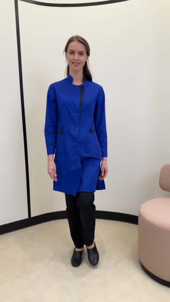 Халат ЭВЕЛИН с длинным рукавом женский василек/темно-синий